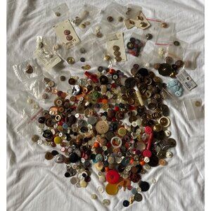 Vintage Button Collection Assorted Colors & Sizes Including La Mode Cards Mixed